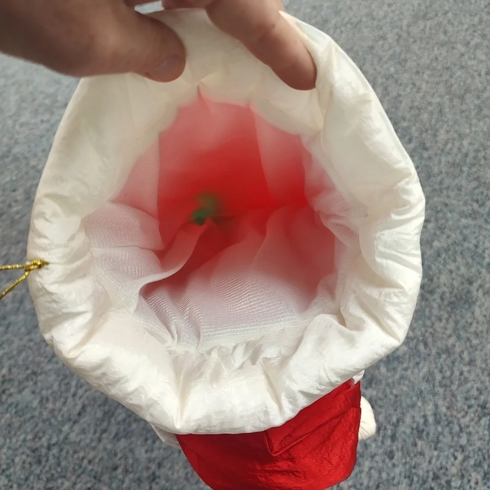 Vintage Nylon Parachute 3D Plush Santa Claus Candy Cane Christmas Stocking